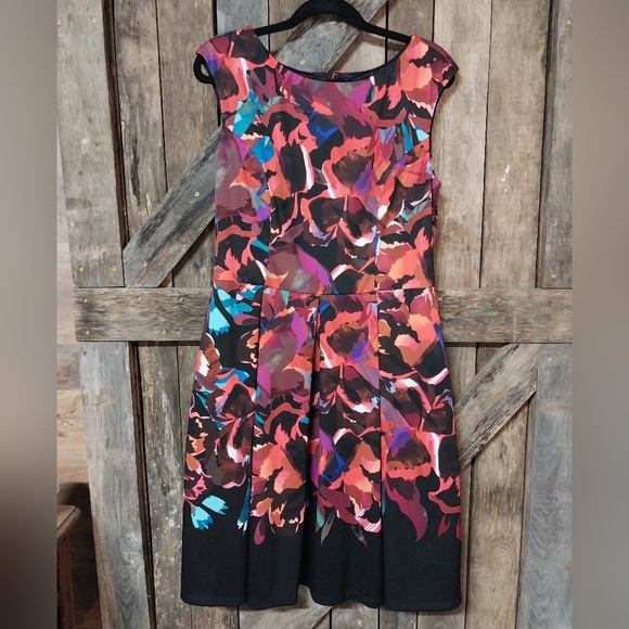 Maggy London Multicolor Floral Midi Dress - Picture 1 of 4
